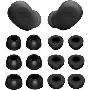 ALXCD Foam Ear Tips Compatible with JBL VIBE Buds Earbuds, 6 Pairs S/M/L Sizes Replacement Soft Noise Isolation Memory Foam Earbuds Tips Eartips Foam Tips, Compatible with JBL VIBE Buds 6 Pairs Black