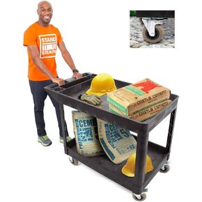 Stand Steady Original Tubstr XL Outdoor Cart with Heavy Duty Wheels - Two Shelf Utility Cart Supports up to 500 lbs, Tub Carts with Deep Shelves and Shock Absorbent Wheels (Black, 45.5in x 24.5in)