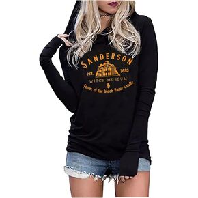 FCHICH Sanderson Sisters Squad Hoodies Women Long Sleeve Halloween Pullover Tops Funny Hocus Pocus Hoodie Shirt