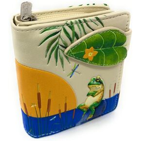 Shag Wear Sunset Frog Small Wallet for Women and Teen Girls Vegan Faux Leather 4.5" Beige in Kuwait