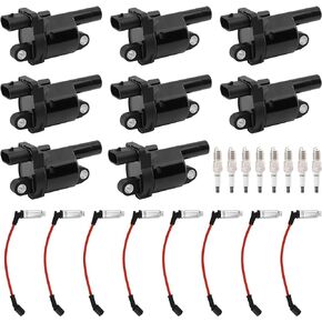 Ignition Coil UF414 & Iridium Spark Plug & Wires Set of 8 Compatible With Chevrolet Avalanche Express Silverado Chevy, Cadillac,GMC Savana Sierra Yukon, Buick, Pontiac, Rapalce# GN10165