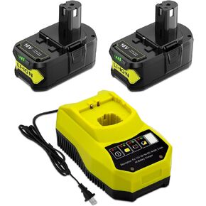 Upgraded 2Pack 8.0Ah Replacement for Ryobi 18V Battery Lithium with P117 Charger Compatible with Ryobi ONE+ Plus P102 P103 P104 P105 P107 P108 P109 Cordless Tools