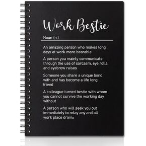 غلاف فني أسود ذهبي من Work Bestie مكون من 160 صفحة، دفاتر ملاحظات حلزونية فارغة، هدية تقدير الموظف، هدية شكر لزملاء العمل، فكرة هدية مكتبية فريدة لزملاء العمل، هدايا عمل جديدة