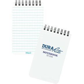 Rite in the Rain Waterproof (DURARITE) Top Spiral Notebook, 3" x 5", White Cover, Universal Pattern (No. 635)