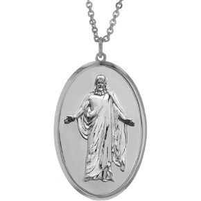 Christus Pendant Necklace w/ 18" Chain and 2" Extension Jesus Necklace for Christian and LDS