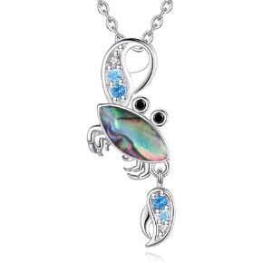AEONSLOVE 925 Sterling Silver Turtle/Seashell/Crab/Starfish/Whale/Seahorse/Dolphin/Octopus Necklace Ocean Jewelry Gifts for Women Ocean Lover - 18 Inch Silver Chain