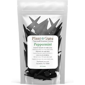 Peppermint Charcoal Incense Cones 2" TOPFLOW - 60 Pack Bulk - Natural Scented Cones Handmade Hand Dipped