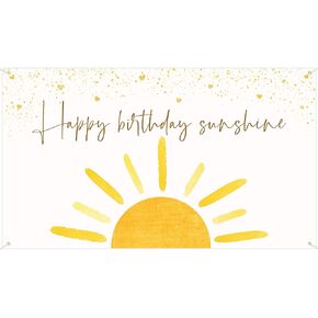 Boho Sun Happy Birthday Sunshine Backdrop Banner First Trip Around The Sun Wall Hanging Decor Muted Sun Theme Birthday Party Photography Background Decoration Supplies for Boys Girls