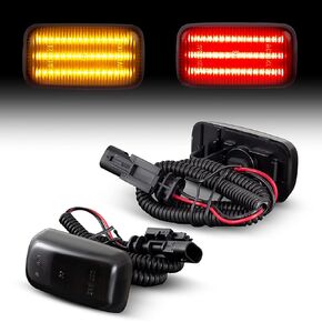 4 Pcs LED fender light Compatible with Chevrolet Silverado GMC Sierra 2500HD 3500HD Truck 2015-2021 Amber Front Sidemarker + Red Rear Bumper Side Marker Lights Smoke Lens (3 bar led)