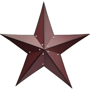JoyEvy 24" Rustic Metal Barn Star Wall Decor-Handmade Red Barn Star Indoor or Outdoor Decoration,Star for Outside Texas Stars Art Vintage Western Country Home Farmhouse Wall art Décor.