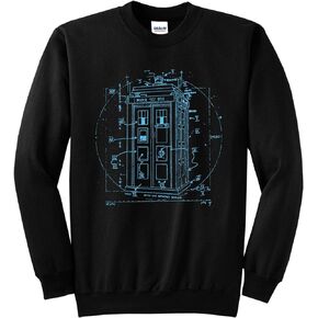 Police Call Box Sweatshirt - Da Vinci Vitruvian Style Crewneck