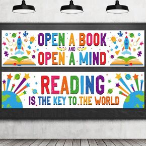 Classroom Decorations Reading Banner and Poster for Teachers Students Colorful Home & Classroom Bulletin Board and Wall Decor for Daycare Library Kindergarten PreSchool Elementary Middle School (Open