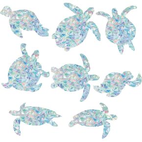 GORGECRAFT 16pcs Sea Turtle Window Stickers 8 Styles Tortoise Window Decal 3D Decorative Window Film Anti-Collision Sea Animal Door Window Static Decals Sun Catcher for Dining Room Bedroom