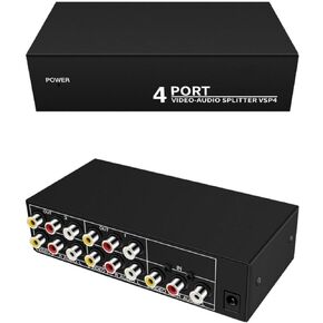 4 Port 3RCA AV Audio Video Cable Splitter 1 in 4 Out 1 in 2 Out DVD Player Game Console TV Box External TV Monitor Projector Composite AV Adapter Converter in Saudi Arabia
