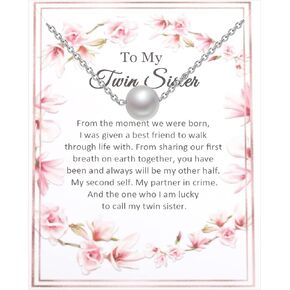 Twin Sister Gift To My Twin Sister Pearl Pendant Necklace for Sister Birthday Gift Sister of The Bride Gift for Big Sister