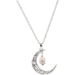 Star Crescent Necklace Glow In The Dark Moon Necklace Silver Plating Star Moon Pendant Blue Glowing Moon Necklace for Women Girls Gifts Festival