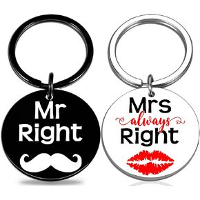 Gifts for Couples Mr. Right Mrs. Always Right Gifts Double Keychain for Couples Anniversary Valentine's Day Birthday Gifts for Boyfriend Girlfriend Him Her Relationship Gifts for Women Men