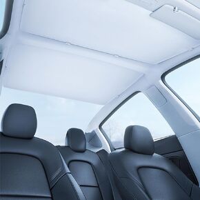 Tesla Model 3 Roof Sunshade, Foldable No-Sag Design Ice Crystal Sunshade for Tesla Model 3 2017-2023 Front & Rear Top Windows Sun Shade Windshield and Sunroof to Block UV and Keep Cooling