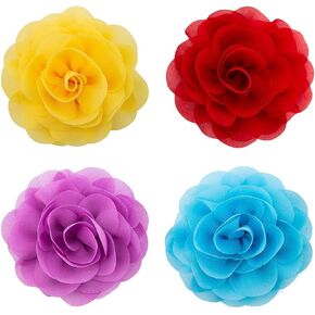 LUTER 4pcs Pet Collar Flowers Multicolored Dog Flower Tie&Bow Floral Collar Charms Accessories, Detachable Flower Embellishment for Cats, Dogs, Pets Supplies (8cm / 3.14inch)