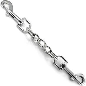 Dog Collar Backup Strap,Harness to Collar Safety Clip, Metal Stainless Steel Chain Leash Safety Strap, Escape Proof Safety Attachment for Dog, safeties, Backup, Connector. (8 Inches)