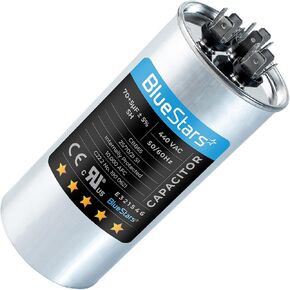 BlueStars Ultra Durable 70+5 uF ±5% 70/5 MFD 370/440 VAC Dual Run Start Round Capacitor for Condenser Straight Cool or Heat Pump Air Conditioner in Kuwait