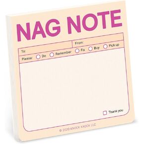 1-Count Knock Knock Nag Note to Do Sticky Note Pad, 3 x 3-inches, 100 Sheets (Pastel Edition)