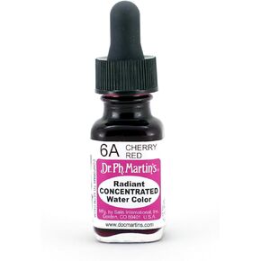 Dr. Ph. Martin's Radiant Concentrated Water Color (6A) Watercolor Bottle, 0.5 oz, Cherry Red, 1 Bottle
