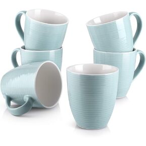 DOWAN Coffee Mugs, Coffee Mugs Set of 6, 17 Oz Large Coffee Mugs, Ceramic Coffee Cups with Handle, Coffee Mugs for Coffee Tea, Party, Brown