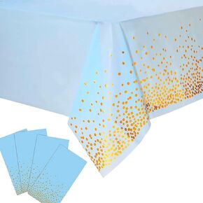 2 Pack Black Plastic Tablecloth Disposable Black and Gold Tablecloth for Rectangle Tables 54" x 108" Party Decorations Birthday Thanksgiving Christmas Valentines Wedding Outdoor BBQ Picnic (Black)