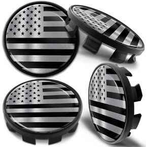 Biomar Labs® 4 x 68mm Wheel Centre Alloy Hub Compatible with BMW Part Number: 36136783536 Center Caps Hubcaps Black Silver USA Flag CB 16