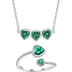 925 Sterlig Silver May Birthstone Ring Choker Necklace for Women & Girls
