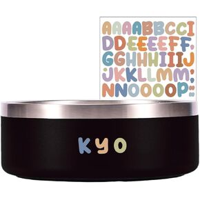 Personalized Dog Bowl, Custom Dog Bowl with Name, Customized Dog Bowls, Insulated Dog Bowl, Stainless Steel Anti Slip Dog Bowl, Double Wall Vacuum, Dog Bowls, 32 Oz / 4 Cups (Black)