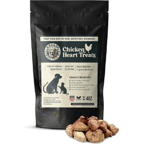 Oregon Trail Treats Freeze Dried Chicken Hearts 4oz - Premium Single Ingredient Cat & Dog Chicken Treats - No Preservatives, Zero Gluten or Grain - Made in The USA