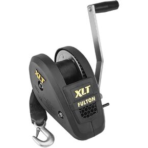 Fulton 142314 XLT Boat Trailer Winch with 20 Foot Winch Strap with Hook, 1,800 lbs. Capacity, Single-Speed Hand Crank Winch, Solid Drum Gear System
