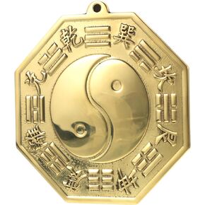 DECHOUS Feng Shui Ji Chinese Bagua Mirror Copper Traditional Decorative Wall Mirrors Lucky Convex Concave Mirror for Taoist Home Office Decor 11.7cm Home Accessories