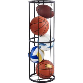 Vertical Ball Storage Rack, Wall-Mounted Garage Ball Organizer, Soccer, Volley Ball, Football, Basketball Holder, Sports Equipment Organizer, Removable Ball Storage Cage for Garage, Gym, Playroom