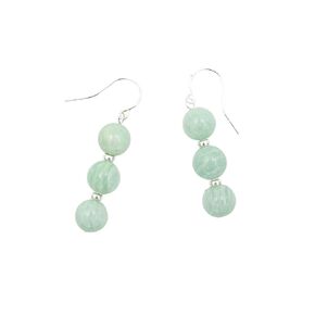 Stacked Peruvian Amazonite Sterling Silver Earrings - Sterling Silver Green Stone Earrings - Amazonite Stone Earrings - Sterling Silver Pastel Green Earrings - Handmade Silver Green Earrings