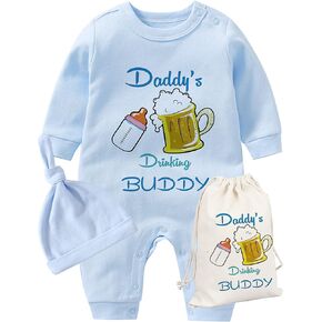 YSCULBUTOL Baby Twins Father Day Daddy Drinking Buddy Newborn Baby Girls Boys Jumpsuit Baby Clothes