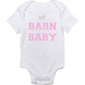 Barn Baby Horse Onesie - White with Pink Lettering - Infant Girls - Pony Lover Onesie Gift