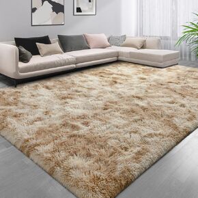 Purple Shag Rugs for Living Room, 4x6 Tie Dyed Modern Super Soft Fluffy Fuzzy Rug for Bedroom, Plush Carpet for Girls Kids Bedroom, Anti-Slip Cute Baby Nursery Shaggy Rug for Home Decor