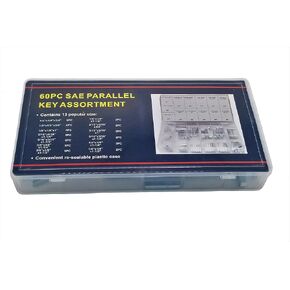 60 pc Keystock Bar Assortment Lock Pulleys Gears Square Key Stock Keyway Set (SAE+Metric)