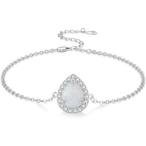 Opal Urn Bracelet for Ashes Sterling Silver Teardrop Urn Adjustable Charm Bracelets Cremation Bracelet for Ashes for Women