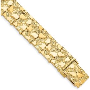 Diamond2Deal Solid 10k Yellow Gold 15.0mm Mens Nugget Bracelet 8inch