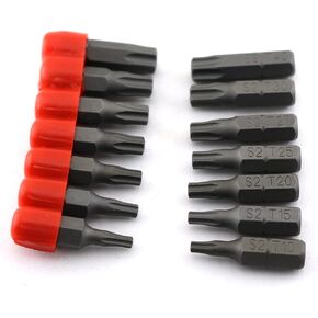 TEMO 14 pc T10-T40 Torx 6 point Impact Ready 1 Inch Long Screwdriver Insert Bit Set
