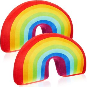 Chunful 2 Pcs Rainbow Pillow for Girls Kids 13.8 x 8.7 x 4 Inch Plush Cute Rainbow Throw Pillow Arch Shaped Floor Cushion Stuffed Rainbow Decorative Pillows for Bed Chair Room Home Decor (Colorful)