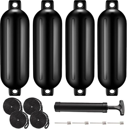 مصدات القوارب للمصدات، 4 قطع، مصدات القوارب البحرية المضلعة القابلة للنفخ تأتي مع حبال وإبر ومضخة للنفخ، مصدات القوارب لرسو السفن in Kuwait