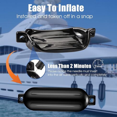 مصدات القوارب للمصدات، 4 قطع، مصدات القوارب البحرية المضلعة القابلة للنفخ تأتي مع حبال وإبر ومضخة للنفخ، مصدات القوارب لرسو السفن in Kuwait