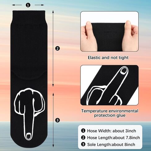 4 Pairs Funny Middle Finger Socks Gag Gifts Men's Novelty Socks Cotton Crew Socks for Men Women Birthday Gifts, Black and White in Saudi Arabia