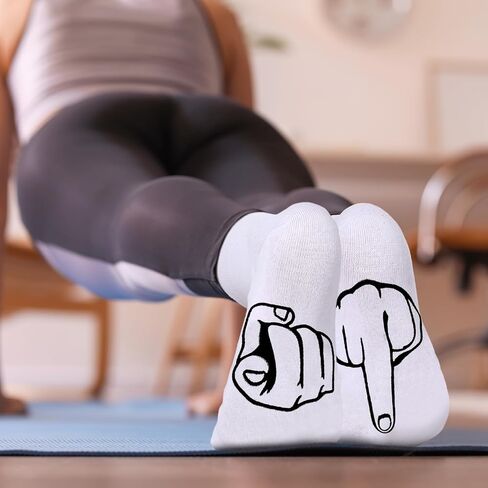 4 Pairs Funny Middle Finger Socks Gag Gifts Men's Novelty Socks Cotton Crew Socks for Men Women Birthday Gifts, Black and White in Saudi Arabia