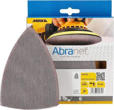 Mirka Abranet Delta Triangle Net Disc / 4x6x6 inch/Grit 240 /Sandpaper Sanding Discs Hook and Loop / 10 pcs / ‎9A-219-240RP in Saudi Arabia